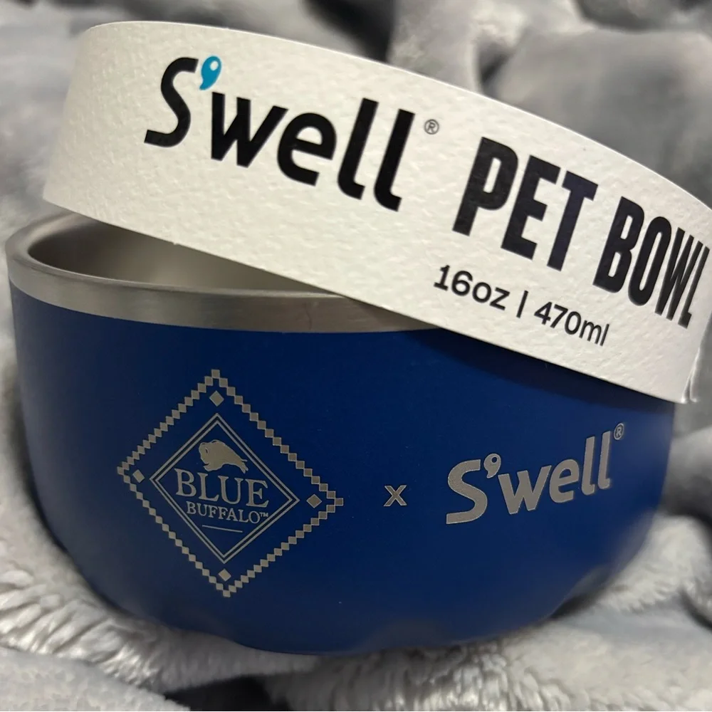 S'well Stainless Steel Blue Buffalo Pet Bowl